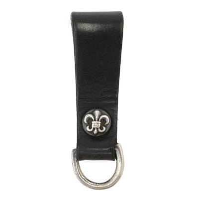 CHROME HEARTS クロムハーツ(原本無) その他アクセサリー BELT LOOP D RING BSフレアボタン レザー ベルトループ Dカン ブラック系 シルバー系【中古】