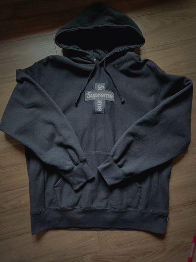 Supreme Cross Box Logo Hooded Sweatshirt "Black"