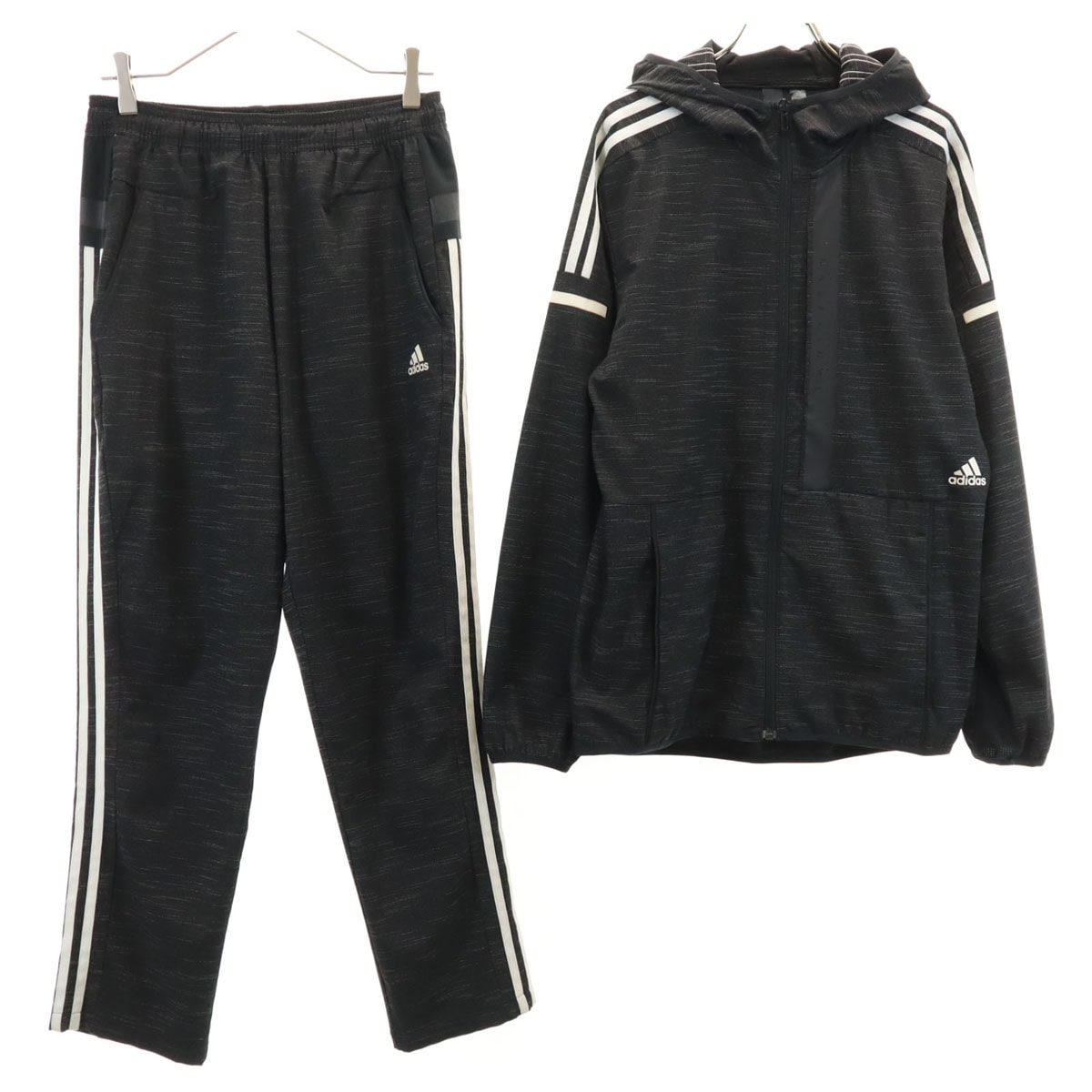 adidas アディダス 長袖 ジップパーカー 上下セットアップ M ブラック系