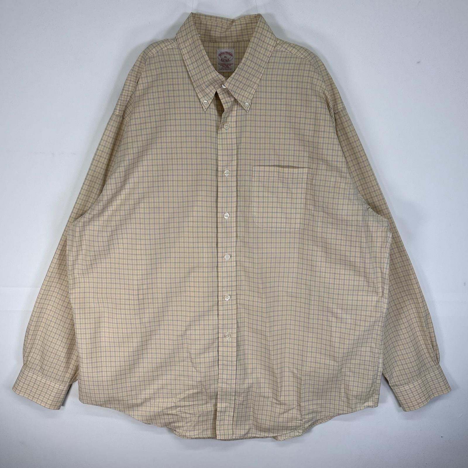 古着 ブルックスブラザーズ Brooks Brothers 長袖シャツ チェック TRADITIONAL FIT 胸ポケ XL  イエロー系 マルチカラー メンズ