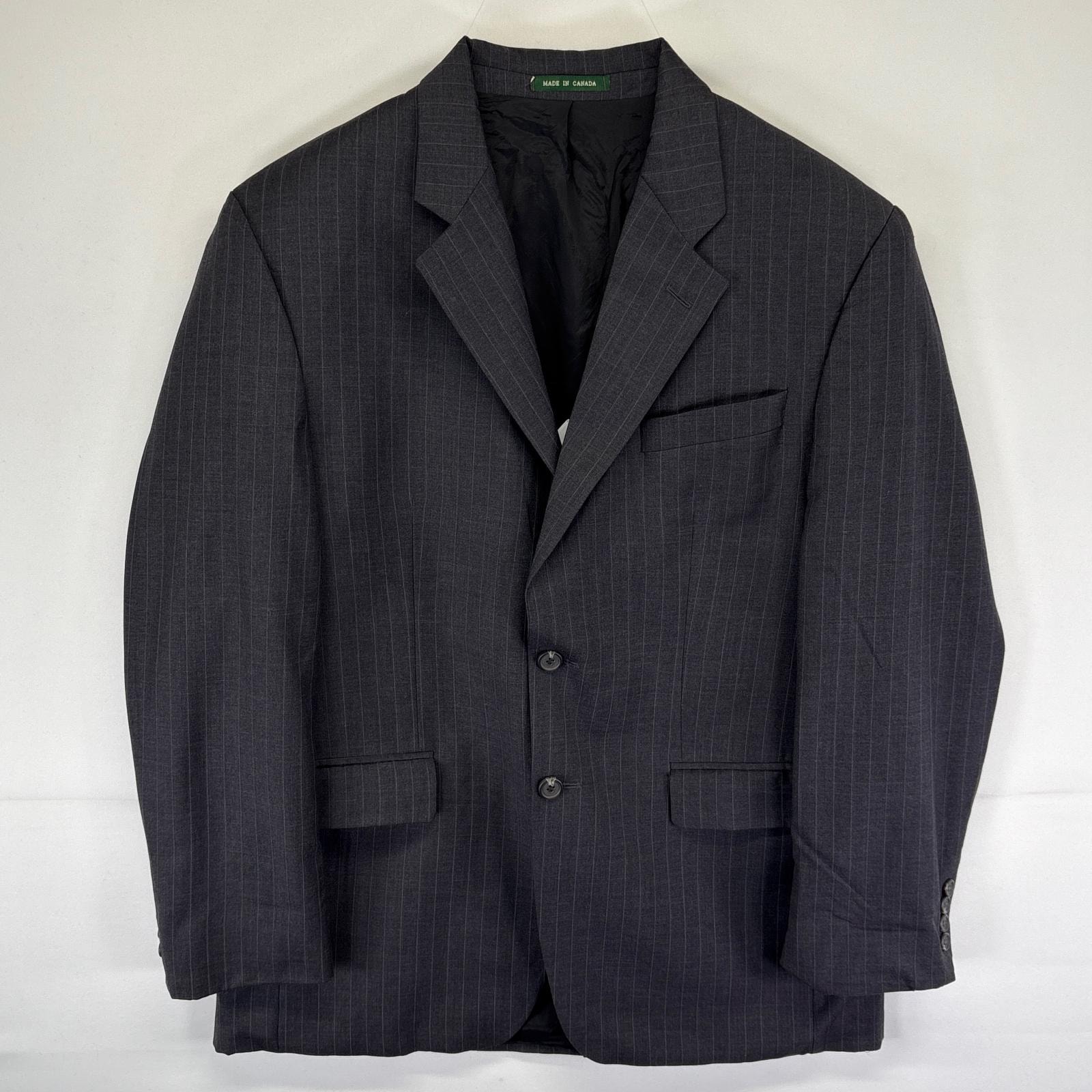 古着 ローレンラルフローレン LaurenRalphLauren テーラードジャケット ブレザー スーツ ストライプ 40R  ダークグレー系 メンズ