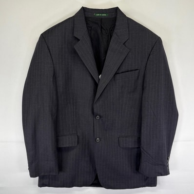 古着 ローレンラルフローレン LaurenRalphLauren テーラードジャケット ブレザー スーツ ストライプ 40R ダークグレー系 メンズ