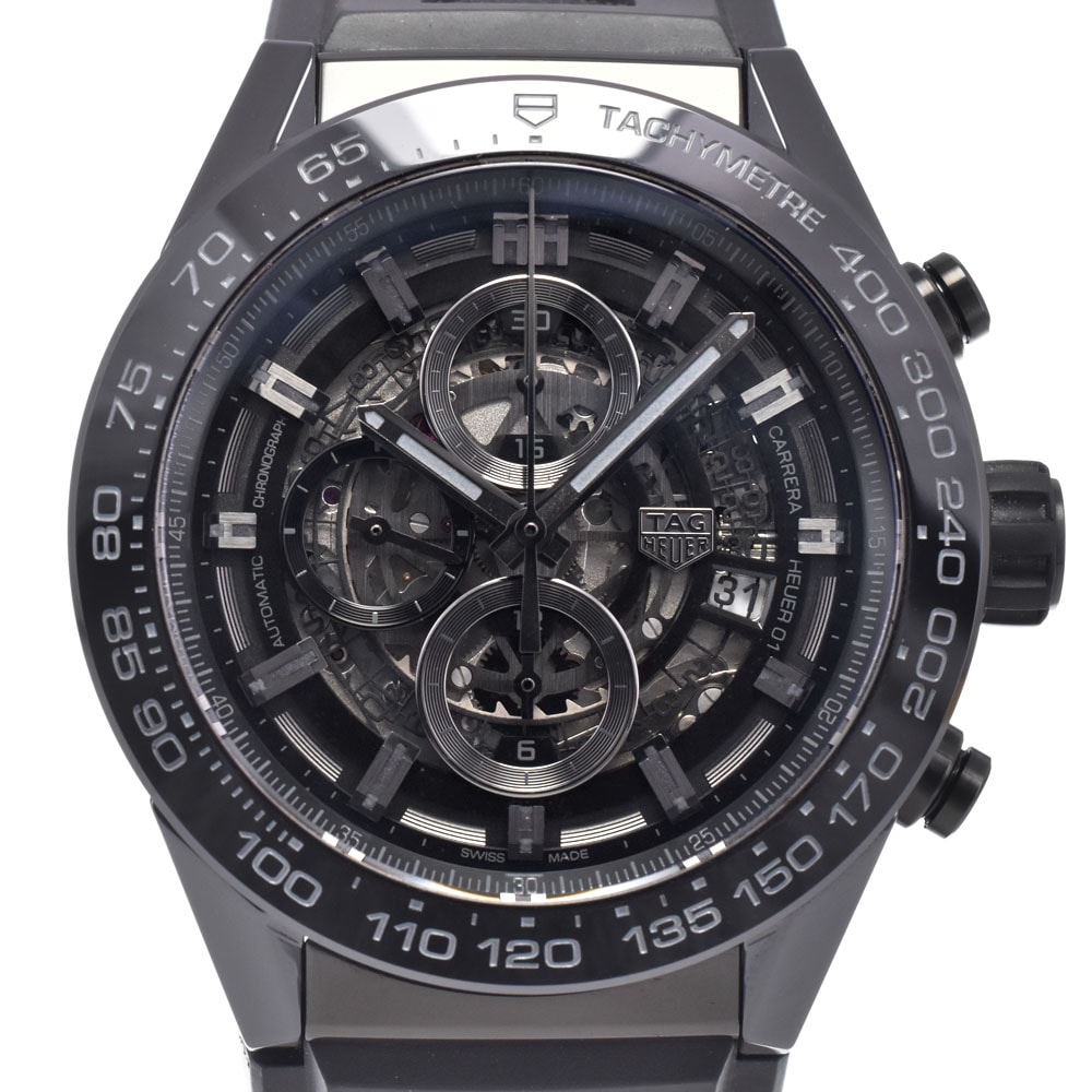 訳あり タグホイヤー TAG HEUER CAR2A90 カレラ キャリバーホイヤー01 ブラック 自動巻き メンズ 箱・保証書付き 腕時計 B#147372