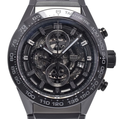 訳あり タグホイヤー TAG HEUER CAR2A90 カレラ キャリバーホイヤー01 ブラック 自動巻き メンズ 箱・保証書付き 腕時計 B#147372