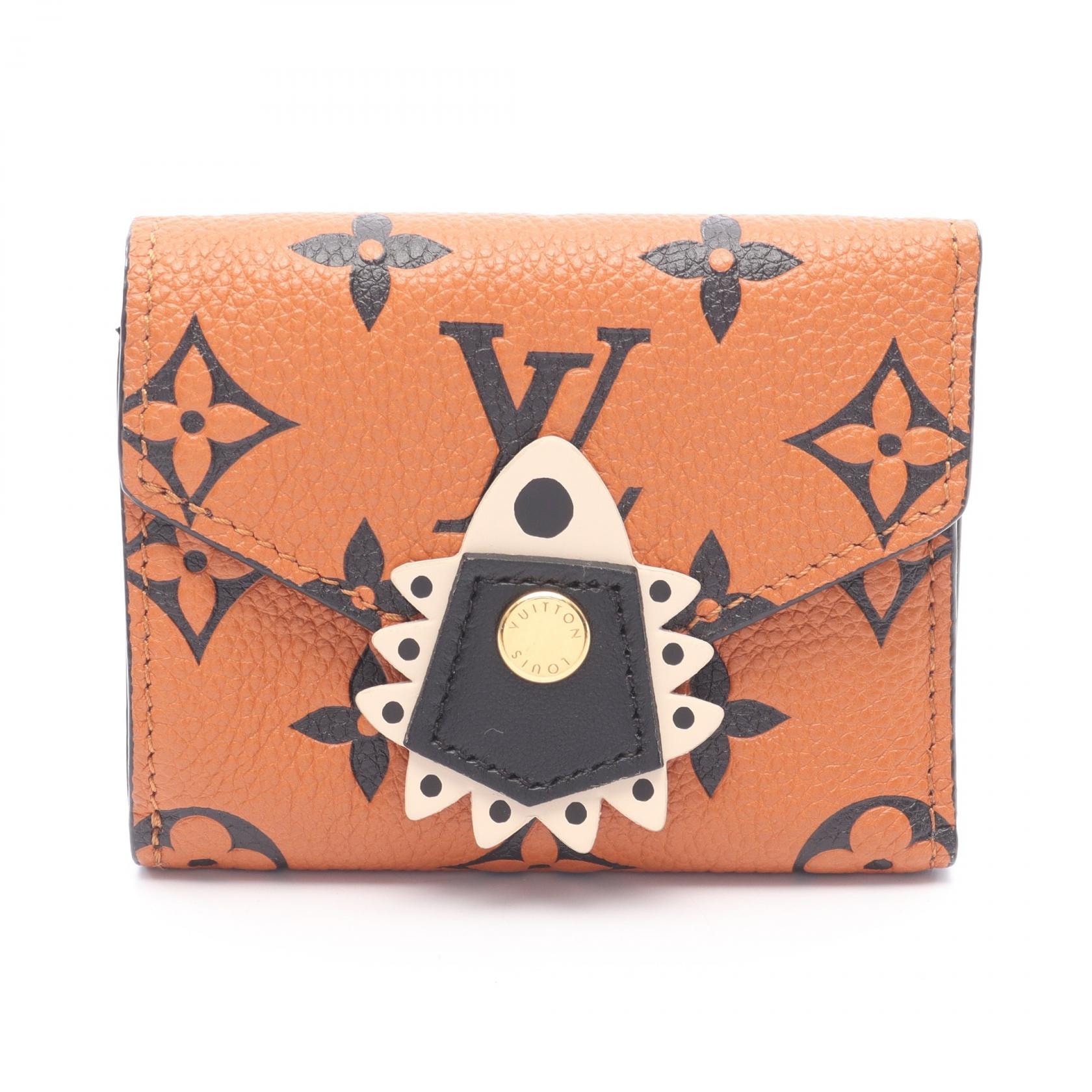 ルイ・ヴィトン LOUIS VUITTON ポルトフォイユ ゾエ 三つ折り財布 財布 レザー モノグラム・アンプラント レディース ブラウン系 / ブラック系 M69511 【中古】