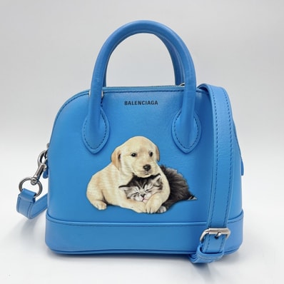 BALENCIAGA(バレンシアガ)ヴィル トップハンドルバッグ ショルダーバッグ 2WAY ブルー レザー シルバー金具 ミニバッグ レディース【中古】