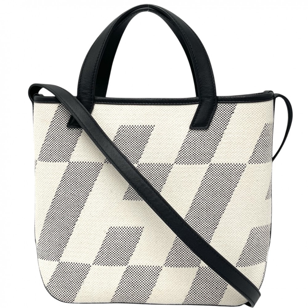 HERMES エルメス 2WAY H アン ビエ 27 ハンドバッグ ショルダーバッグ メンズ レディース Z刻印 キャンバス  レザー   ベージュ ブラック 黒 ユニセックス 2021年【中古品】