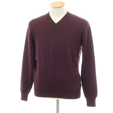 【中古】クルチアーニ CRUCIANI ウール Vネック プルオーバーニット ボルドー【サイズ46】【メンズ】