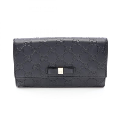 グッチ GUCCI グッチシマ コンチネンタルウォレット 二つ折り長財布 財布 レザー レディース ブラック系 【中古】