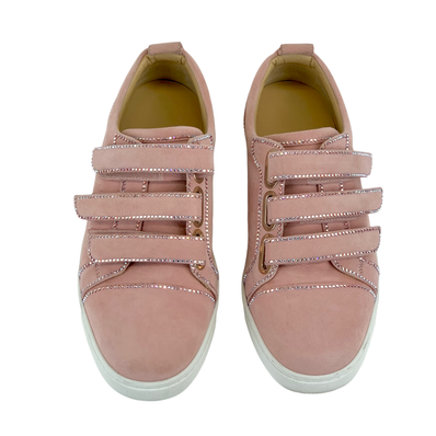 クリスチャンルブタン Christian Louboutin スニーカー 靴 シューズ スエード ピンク スワロフスキー ラインストーン