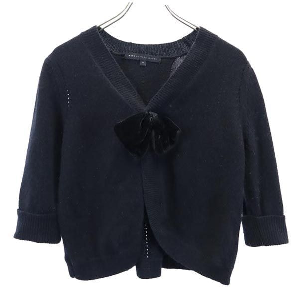 MARC BY MARC JACOBS マークバイマークジェイコブス ウールブレンド 7分袖 ニット カーディガン S ブラック系 ボレロ リボン