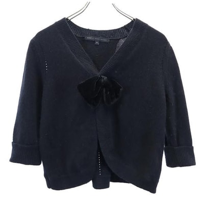 MARC BY MARC JACOBS マークバイマークジェイコブス ウールブレンド 7分袖 ニット カーディガン S ブラック系 ボレロ リボン