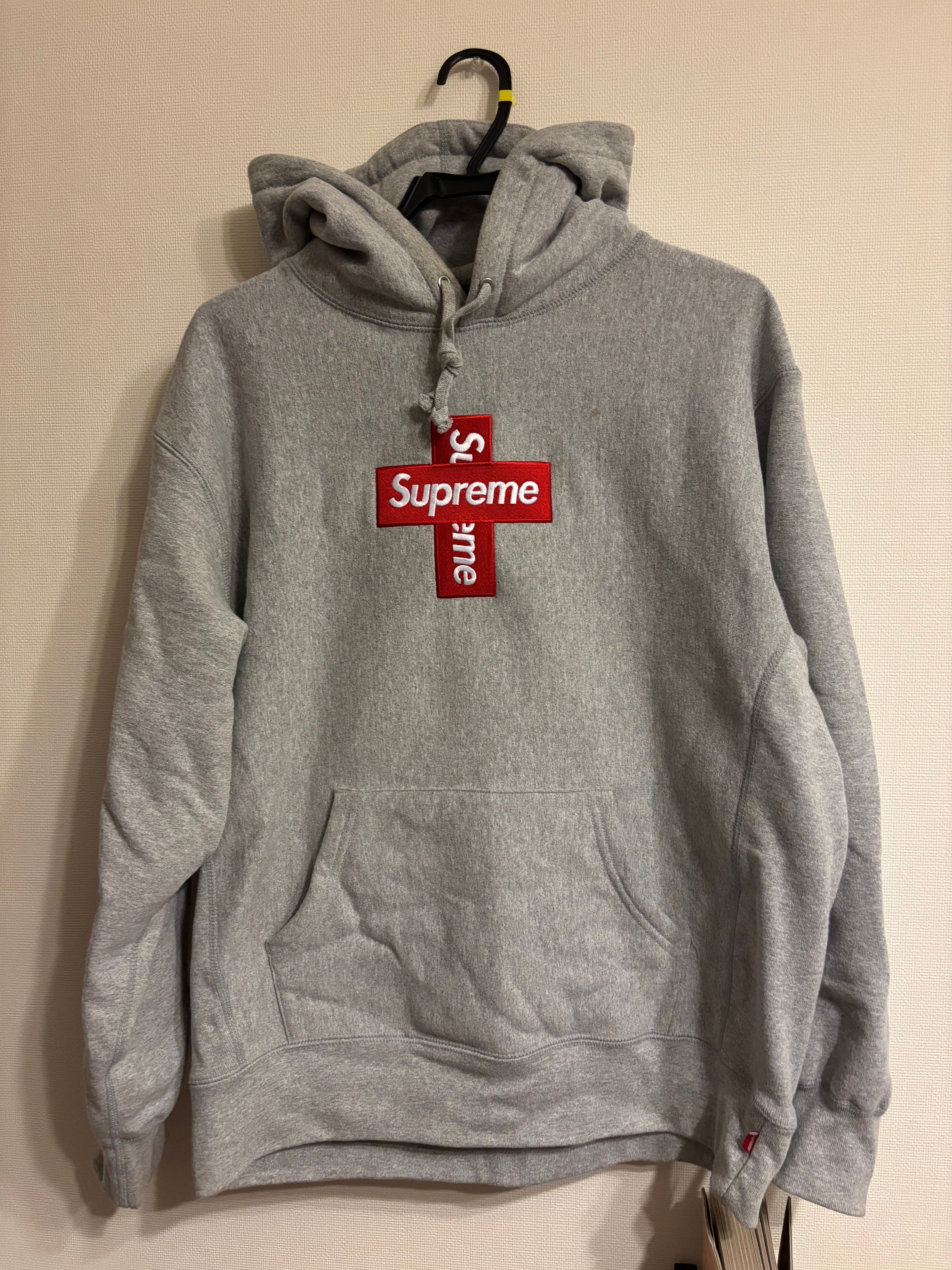 Supreme Cross Box Logo Hooded Sweatshirt "Grey"