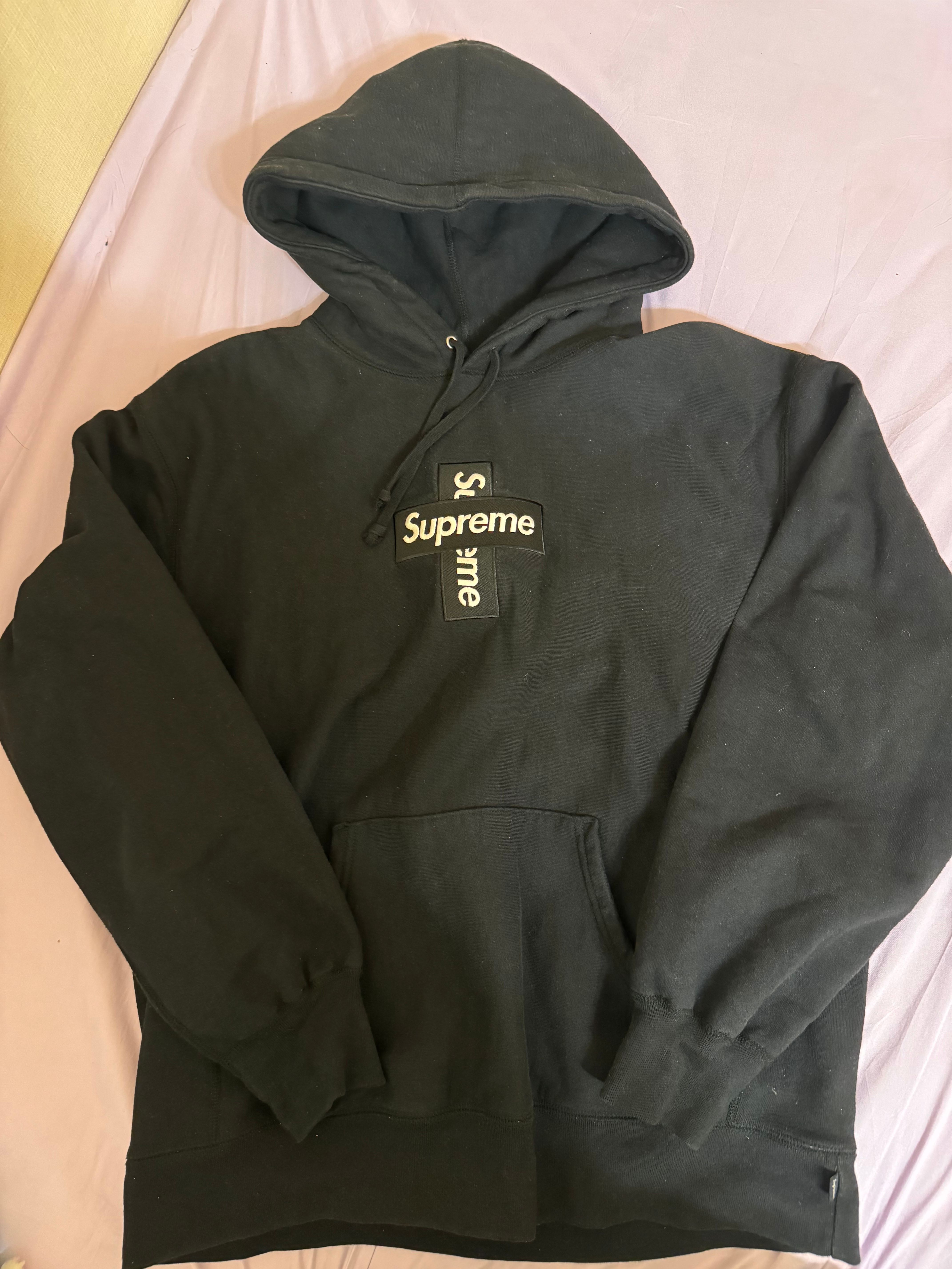 Supreme Cross Box Logo Hooded Sweatshirt "Black"