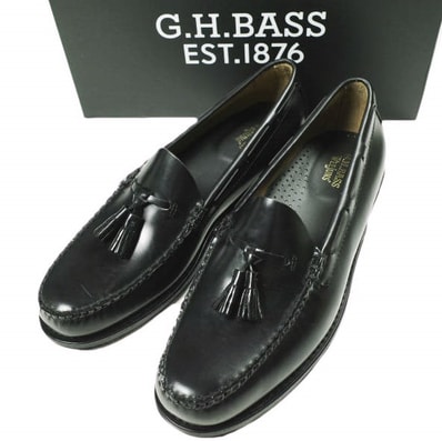 新品 G.H.BASS ジーエイチバス 11015H LARKIN (LEATHER SOLE) ラーキン タッセルローファー US10.5(28.5cm) BLACK Weejuns レザー 革靴 シューズ g25980