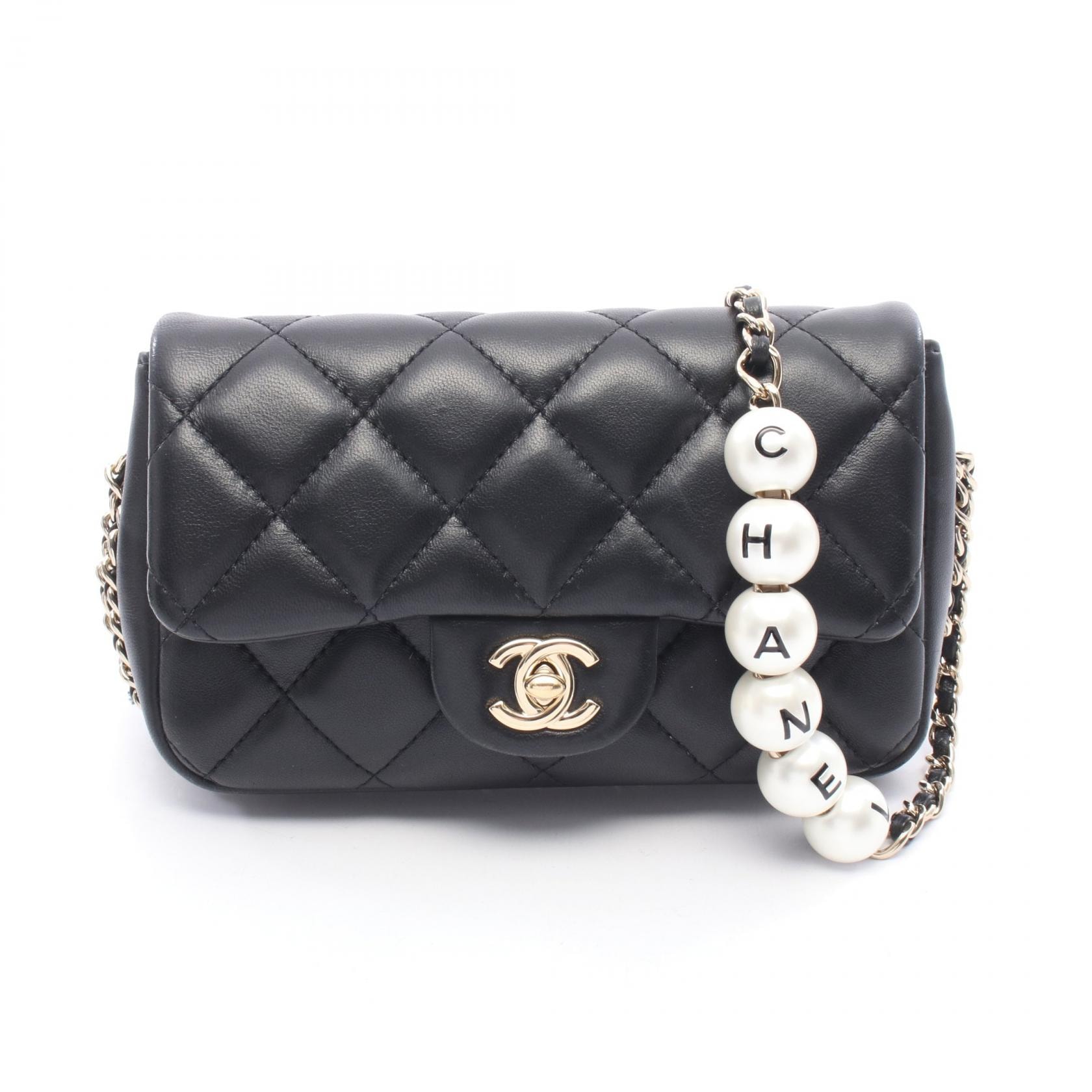 シャネル CHANEL マトラッセ スモールフラップ ショルダーバッグ バッグ ラムスキン(羊革) レディース ブラック系 【中古】