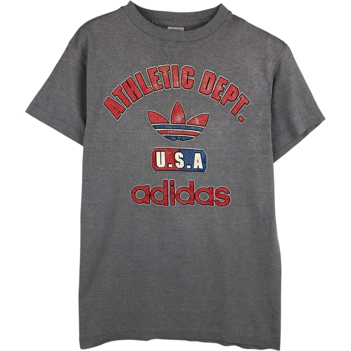 古着 80年代 アディダス adidas トレフォイルロゴ ロゴプリントTシャツ USA製 メンズM相当 ヴィンテージ/eaa626071