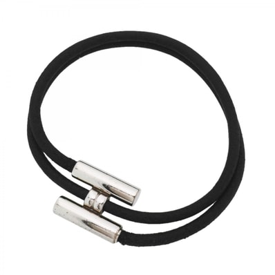 【6jdb0408】エルメス ブレスレット トゥルニ メタル レザー シルバー ブラック【中古】レディース