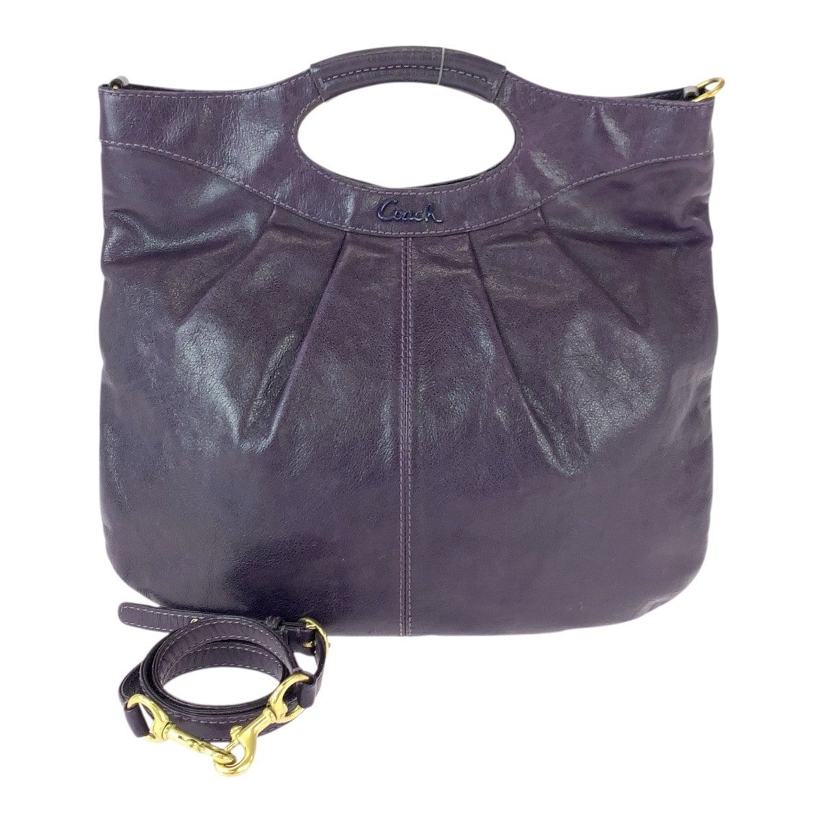 美品 COACH コーチ 2way パープル ゴールド金具 レザー ショルダーバッグ ハンドバッグ 600197 【中古】
