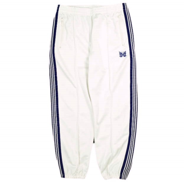 Needles ニードルス 23SS 日本製 Zipped Track Pant - POLY SMOOTH ジップド トラックパンツ ポリスムース MR289 M ICE WHITE ジャージ イージー ボトムス g24841