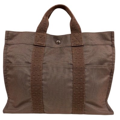 エルメス トートMM エールライン トートバッグ キャンバス ブラウン レディース HERMES 中古