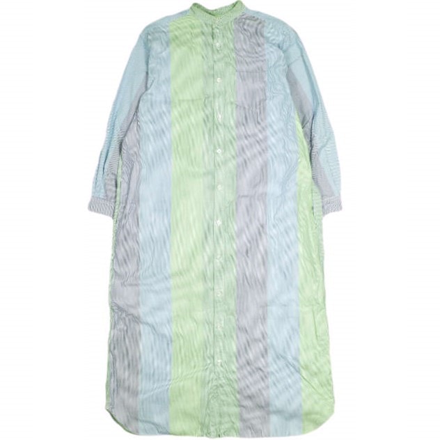 BEAMS BOY ビームスボーイ マルチストライプスタンドカラーワンピース 13-26-0870-195 Free Murti 長袖 シャツ ロング ドレス トップス g23535