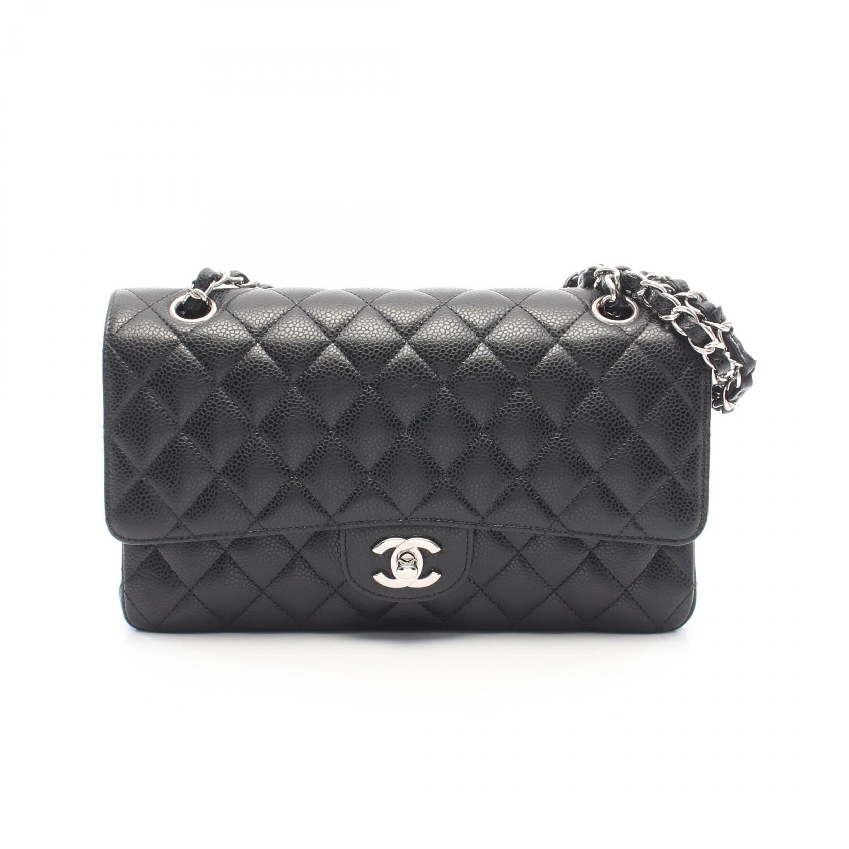 シャネル CHANEL マトラッセ Wフラップ ショルダーバッグ バッグ キャビアスキン(グレインドカーフ) レディース ブラック系 【中古】