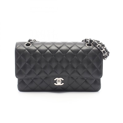 シャネル CHANEL マトラッセ Wフラップ ショルダーバッグ バッグ キャビアスキン(グレインドカーフ) レディース ブラック系 【中古】