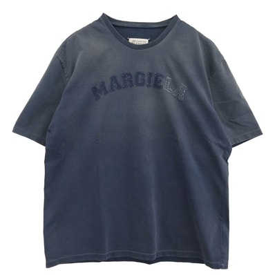 MAISON MARGIELA メゾンマルジェラ カットソー S50GC0685 四つタグ 1 10 ライン オーバーサイズ オーバーダイ ロゴ 半袖 Tシャツ ネイビー系 M【中古】