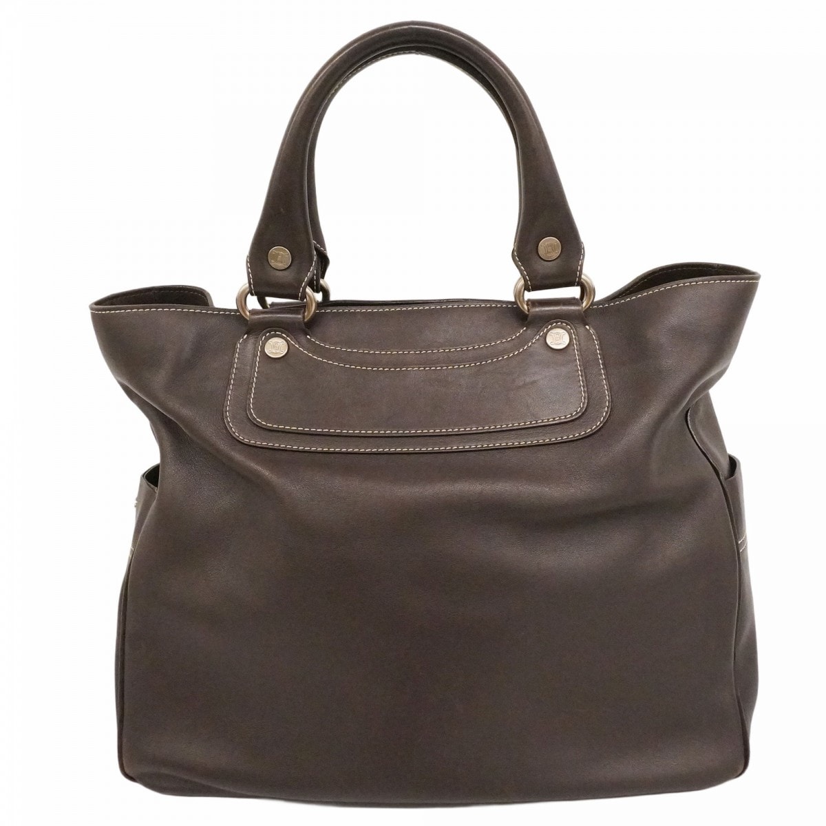 【6dc3611】セリーヌ ハンドバッグ ブギー レザー ダークブラウン シルバー金具【中古】レディース