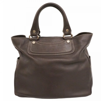 【6dc3611】セリーヌ ハンドバッグ ブギー レザー ダークブラウン シルバー金具【中古】レディース