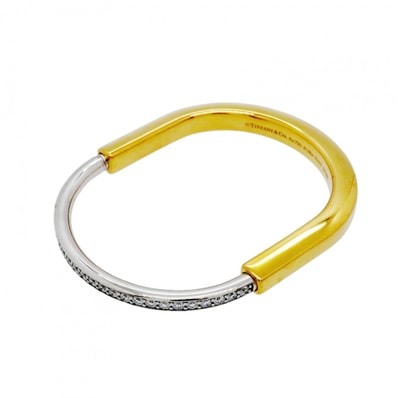★SALE【6jgb0380】ティファニー バングル ロック スモール K18YG イエローゴールド K18WG ホワイトゴールド ダイヤモンド/1.08ct【中古】レディース