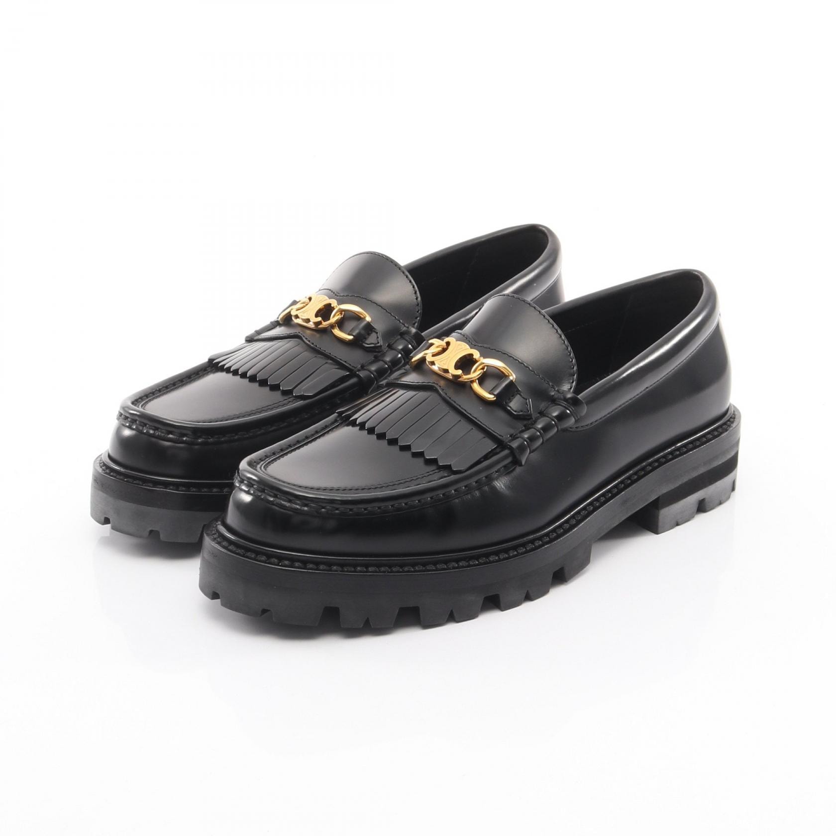 セリーヌ CELINE MARGARET トリオンフチェーン付き ローファー 靴 レザー レディース ブラック系 【中古】