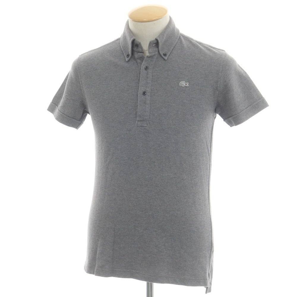 【中古】ラコステ LACOSTE 鹿の子コットン 半袖ポロシャツ グレー【サイズ2】【メンズ】