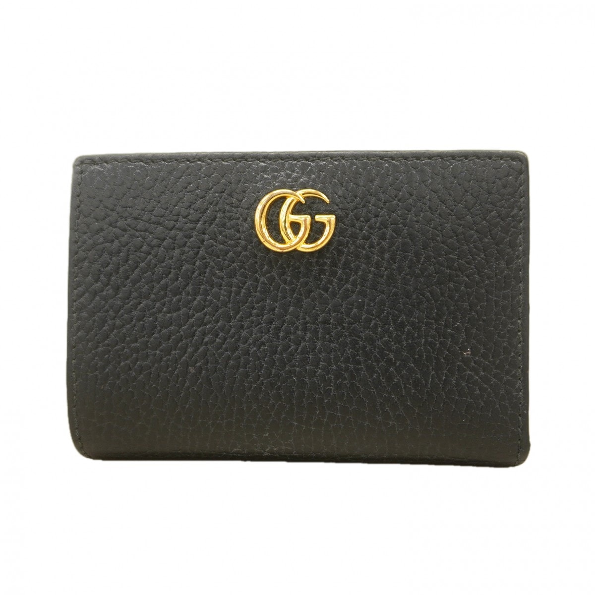 【6eb0642-k】グッチ 財布 GGマーモント 772738 レザー ブラック ゴールド金具【中古】レディース