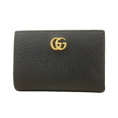 【6eb0642-k】グッチ 財布 GGマーモント 772738 レザー ブラック ゴールド金具【中古】レディース