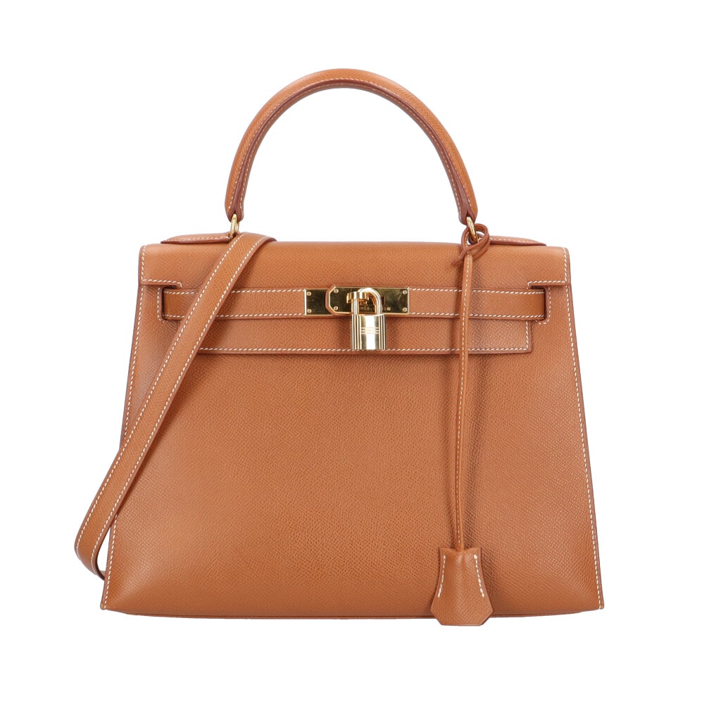 エルメス ケリー28 外縫い ショルダーバッグ クシュベル ブラウン レディース HERMES  中古