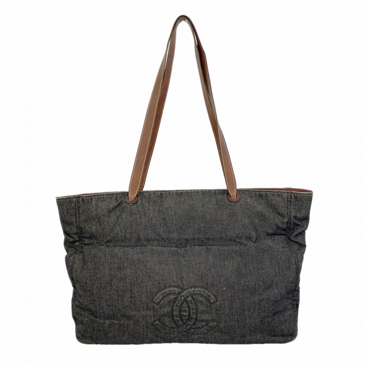 ★最終価格★SALE【6db1388-k】シャネル トートバッグ デニム ブラック ブラウン ゴールド金具【中古】レディース