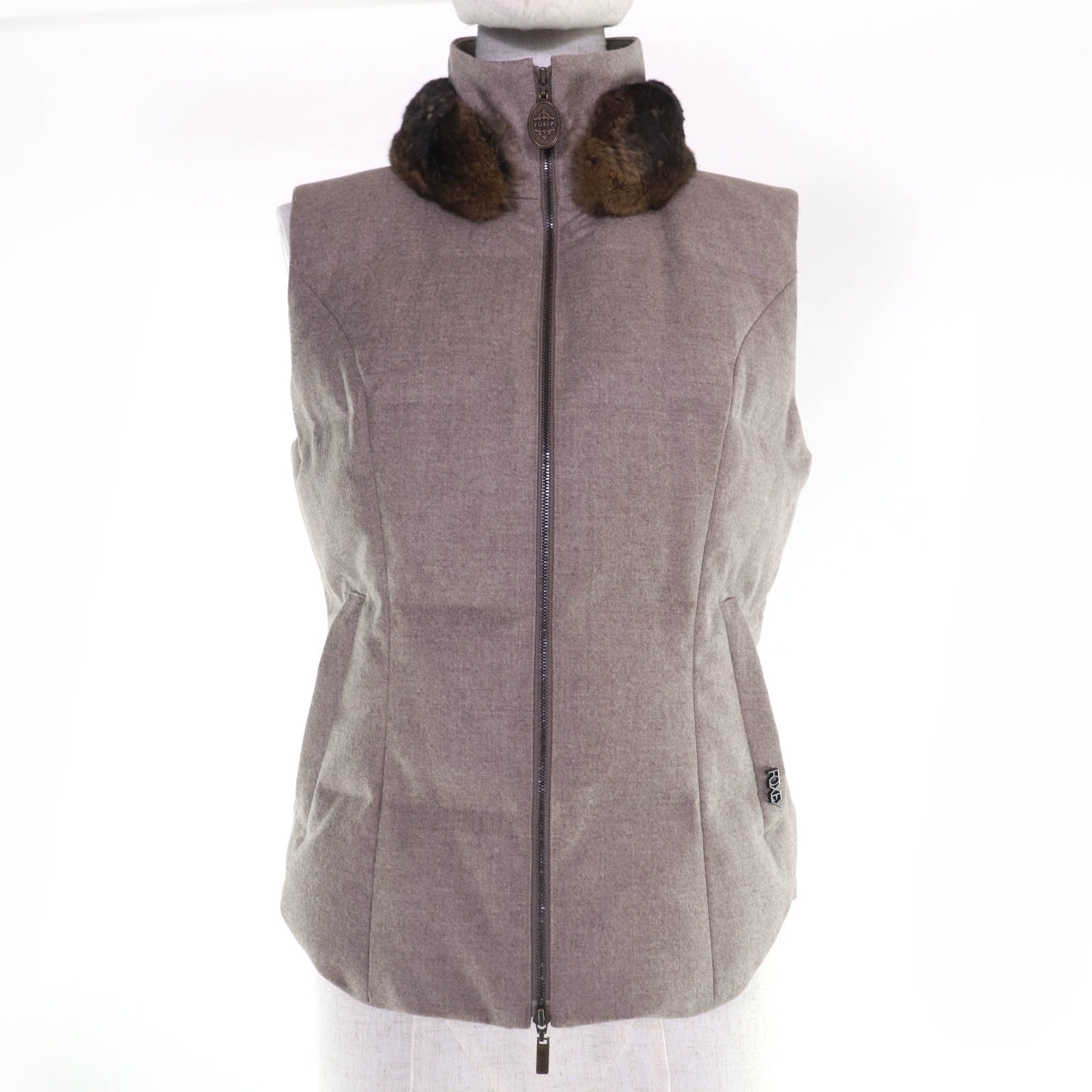 極美品 フォクシー ダウンベスト ブラウン レディース 40 28968