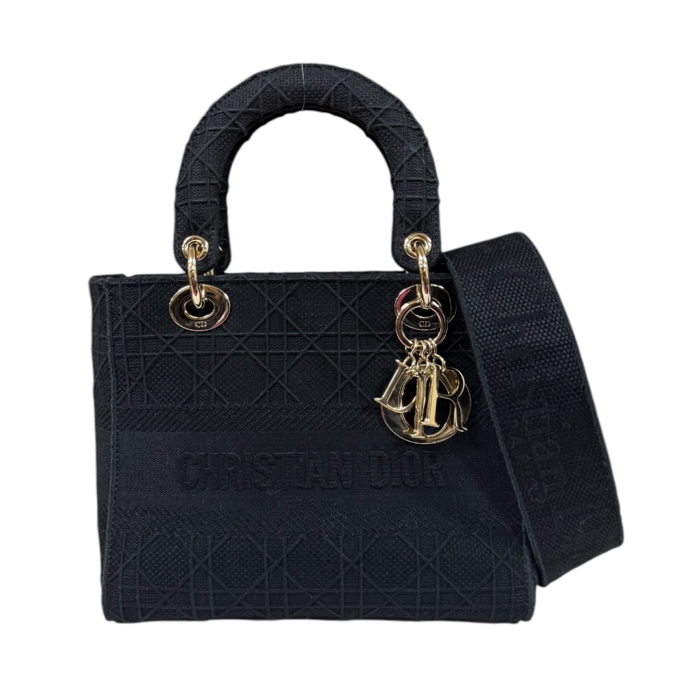 ディオール レディ D-Lite ミディアム ショルダーバッグ キャンバス ブラック レディース Dior  中古