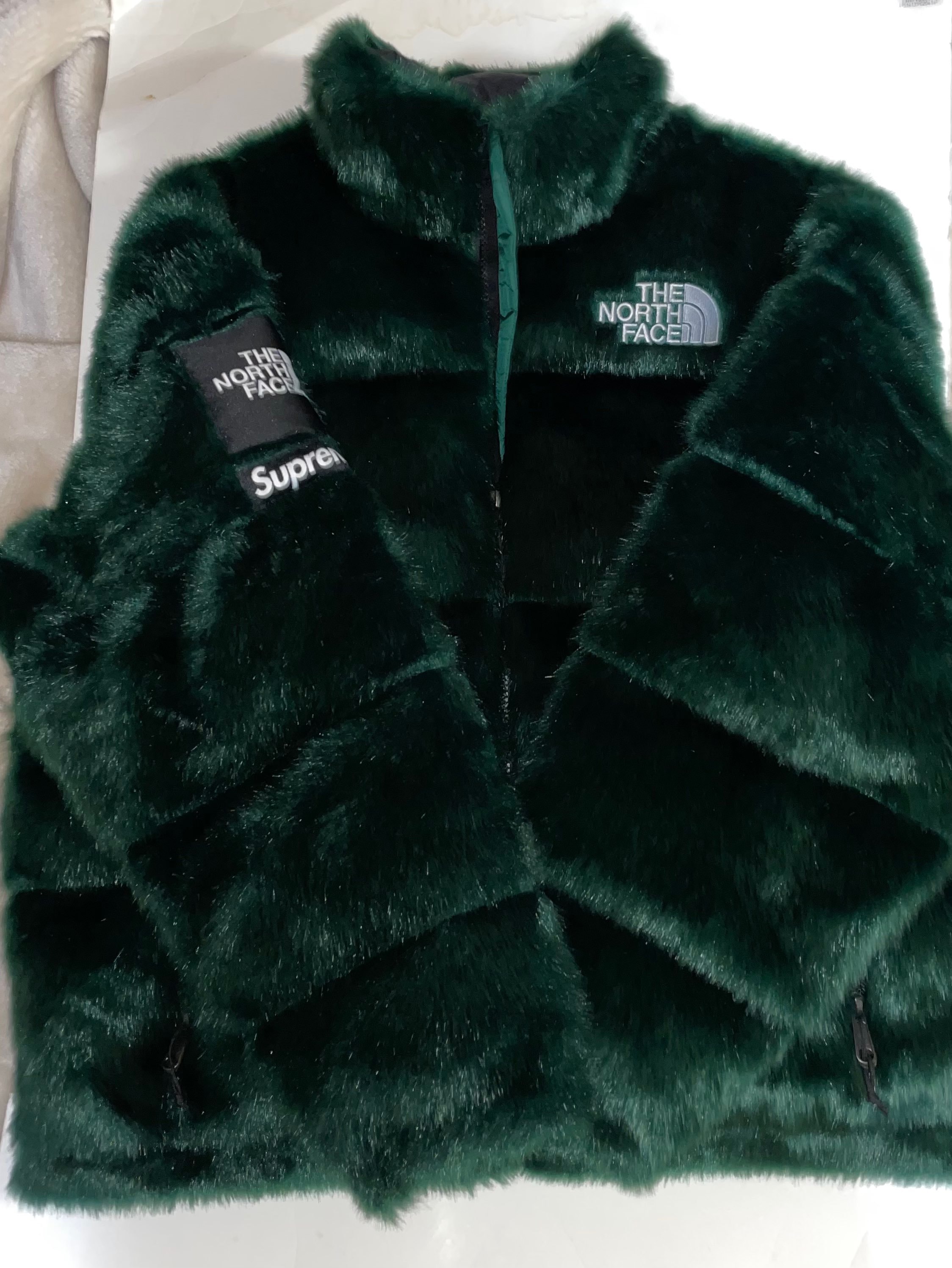 Supreme x The North Face Faux Fur Nuptse Jacket "Green"