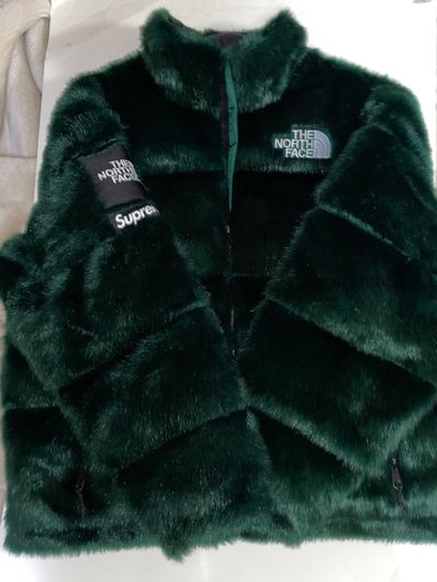 Supreme x The North Face Faux Fur Nuptse Jacket "Green"