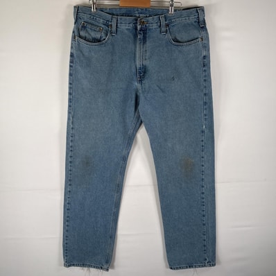古着 カーハート Carhartt デニムパンツ 5ポケット テーパード ワーク ボタンフライ ヒゲ 色落ち w40 L34 ブルー メンズ