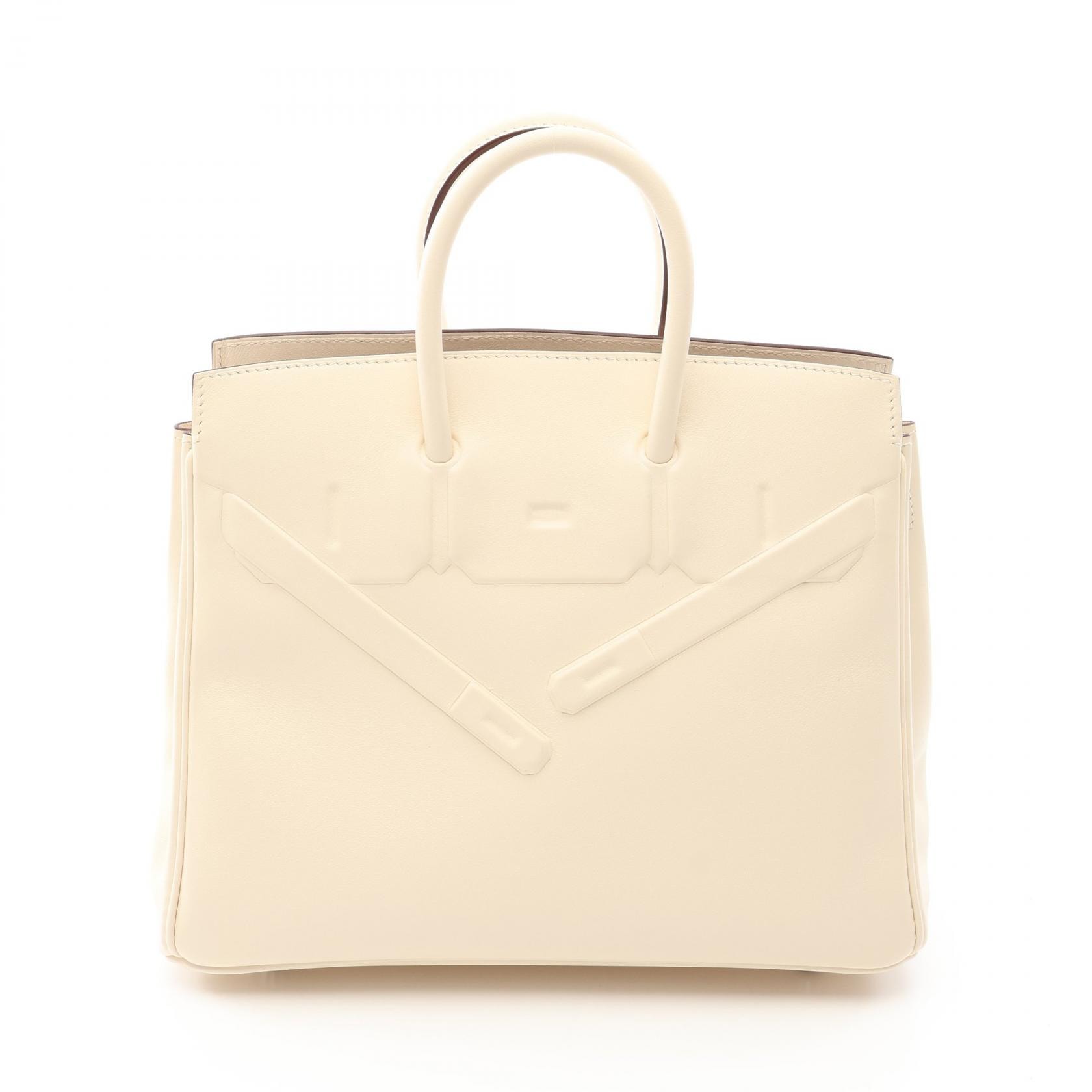 エルメス HERMES シャドウバーキン25 ハンドバッグ バッグ レザー カーフ(牛革) ヴォースイフト ヴォースイフト ナタ Z刻印(2021年製造) レディース アイボリー系 【中古】