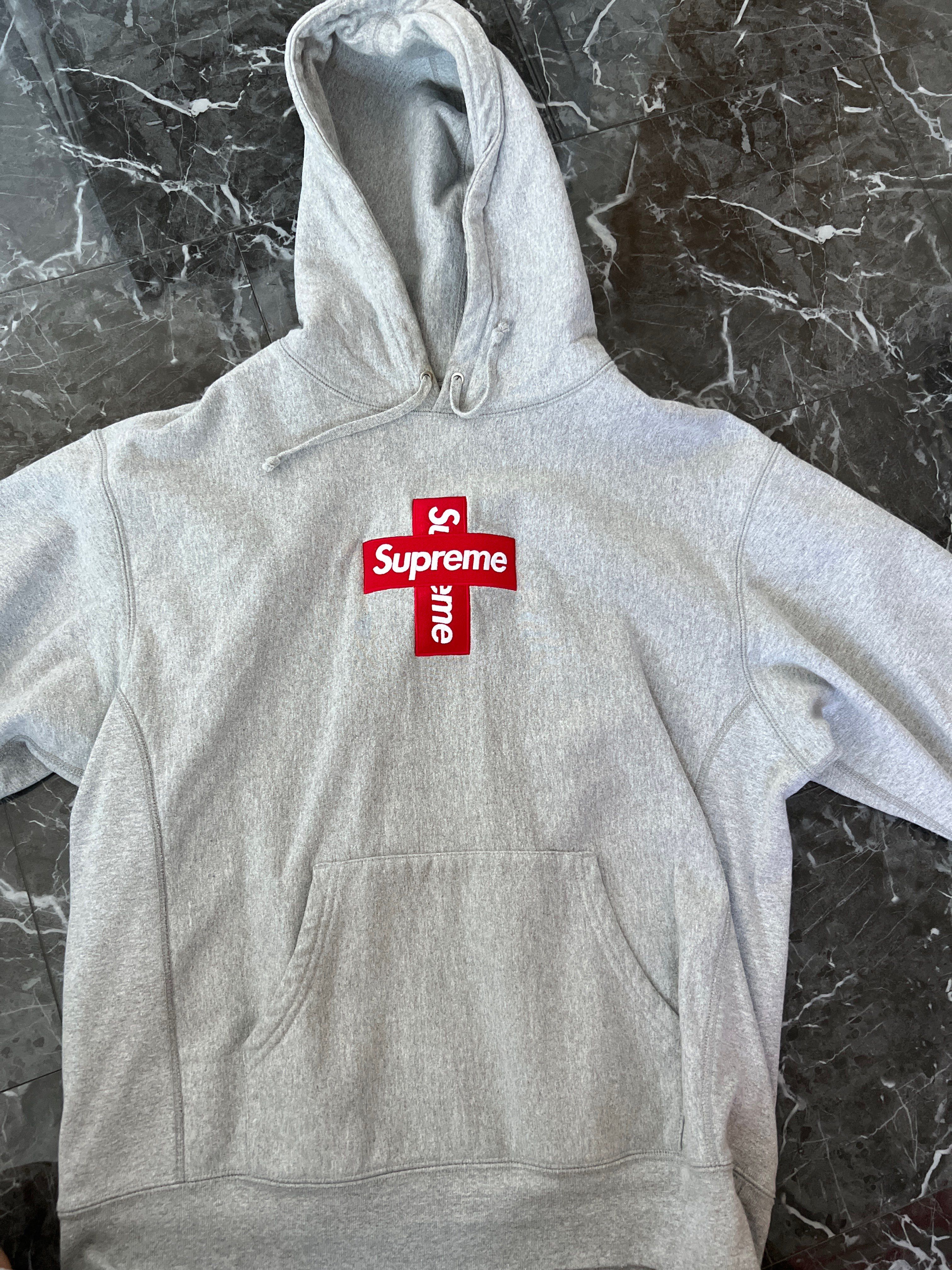 Supreme Cross Box Logo Hooded Sweatshirt "Grey"