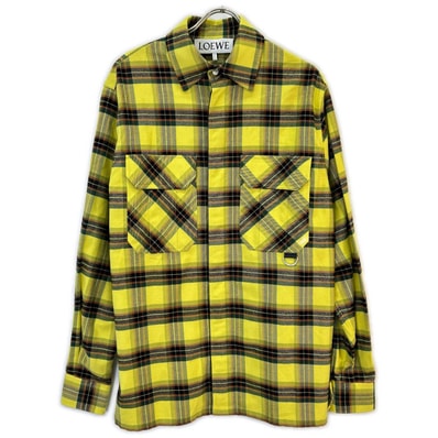ロエベ H526Y05X07 21AW イエロー CHECK OVERSIZED SHIRTS 44