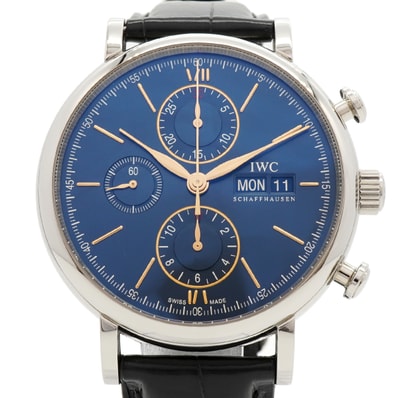 ★SALE【6wfc0222】IWC アイダブリューシー シャフハウゼン ポートフィノ クロノグラフ IW391036 青文字盤【中古】腕時計 メンズ