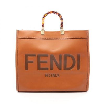 フェンディ FENDI サンシャイン ラージ トートバッグ バッグ レザー レディース ブラウン系 8BH372 【中古】