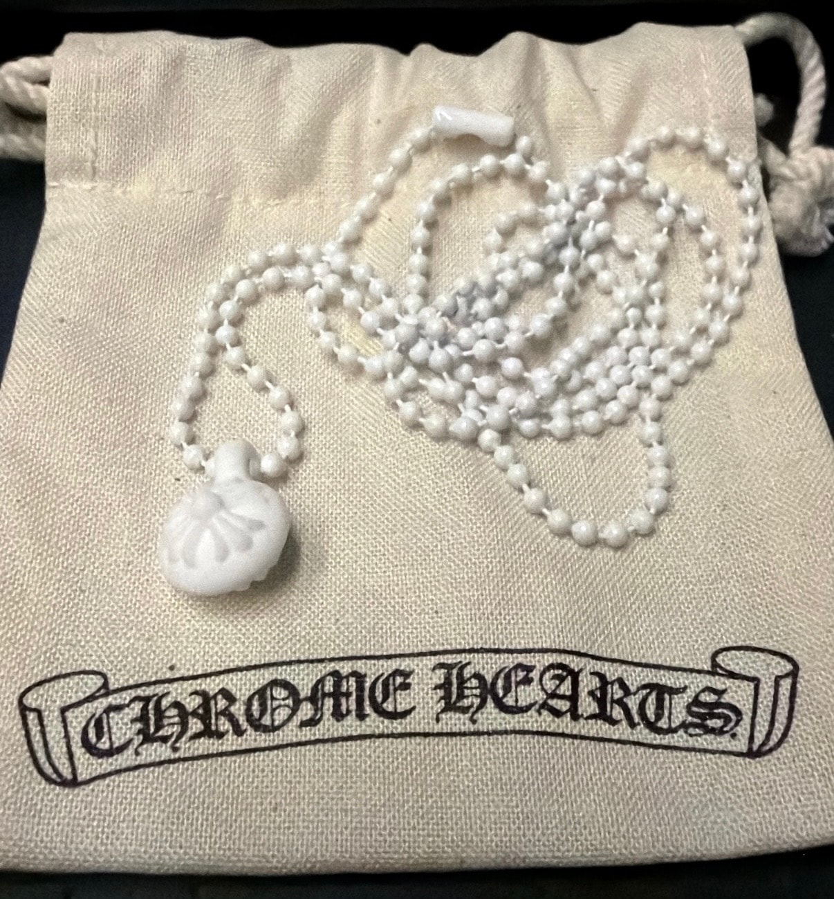 Chrome Hearts Rubber Crossball Silicon Necklace "White"