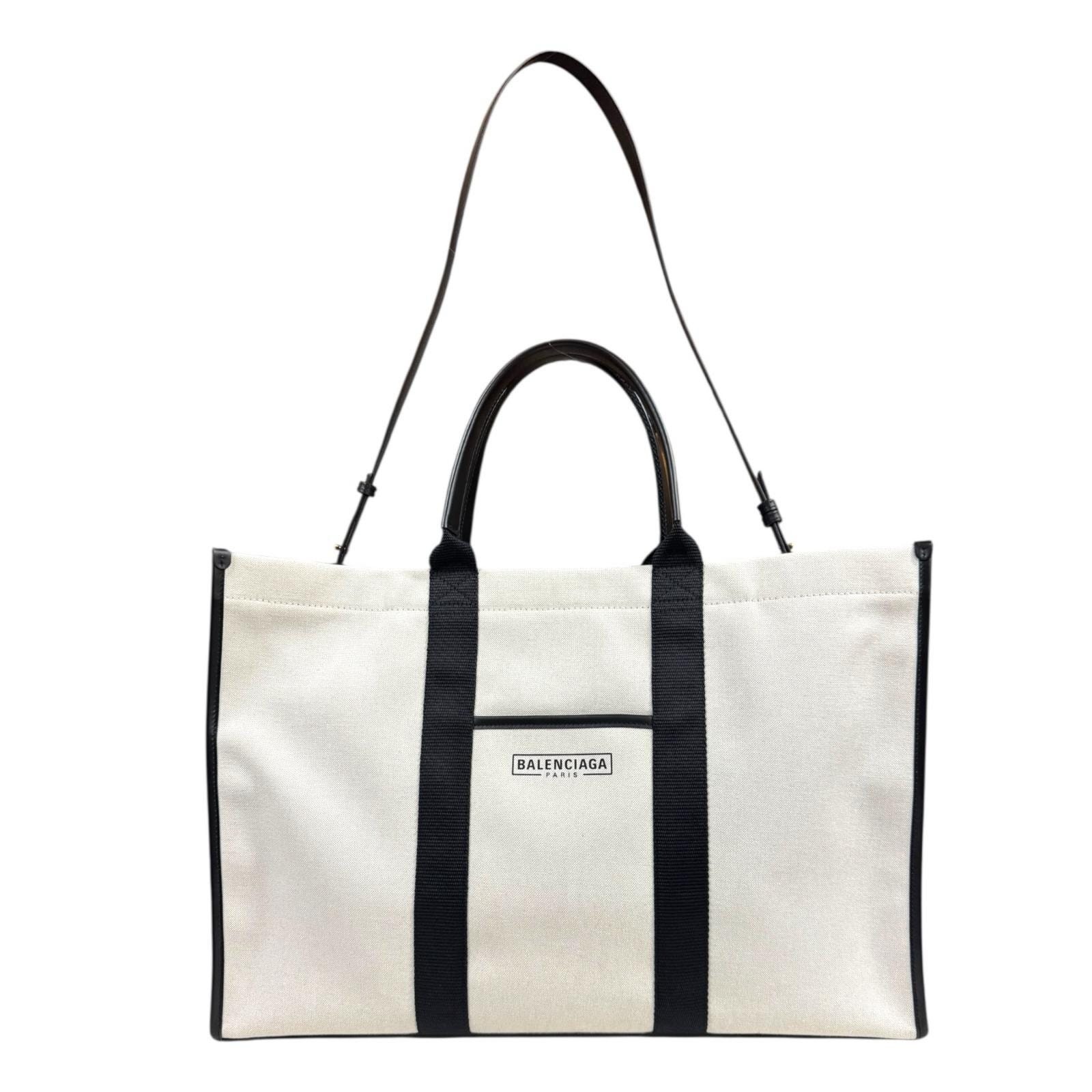 バレンシアガ ハードウェア ラージ トート ショルダーバッグ キャンバス 671403 ホワイト ユニセックス BALENCIAGA 中古